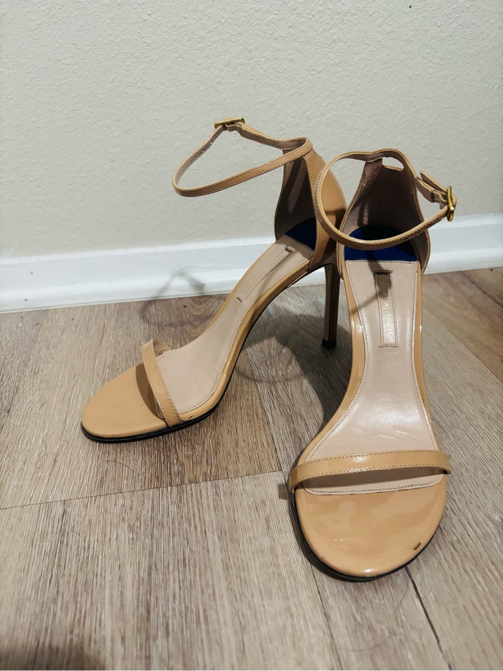 Stuart Weitzman Nude Ankle-Strap Stiletto Sandals